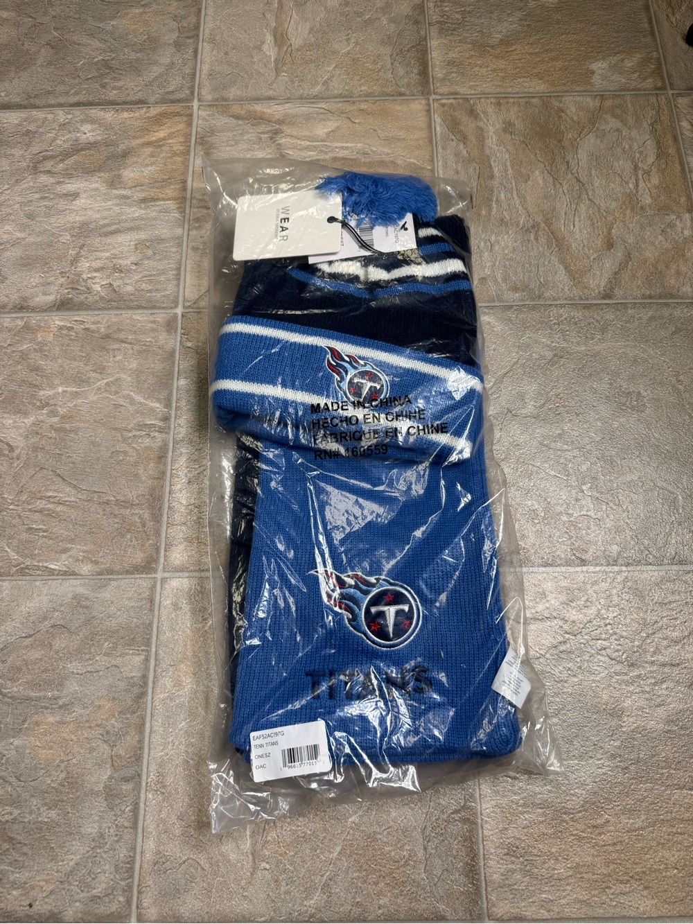 Tennessee Titans Hat & Scarf 2 Piece Set Womens One Size Blue NFL Football NWT